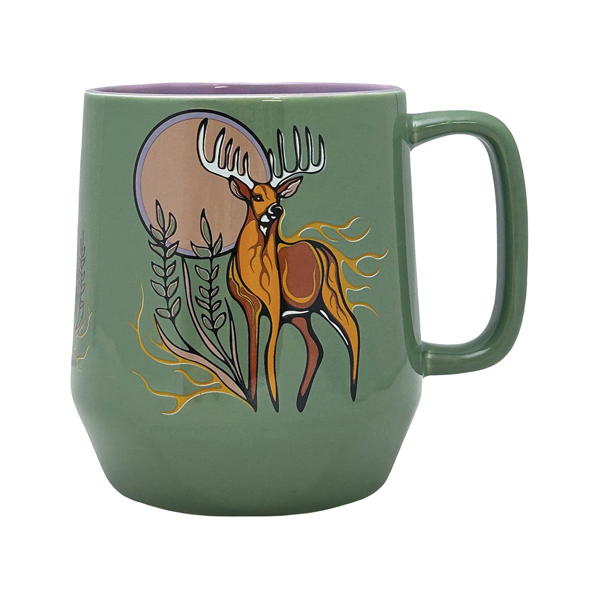 20oz big ceramic mug with Deer Waawaashkeshi design by Storm Angeconeb