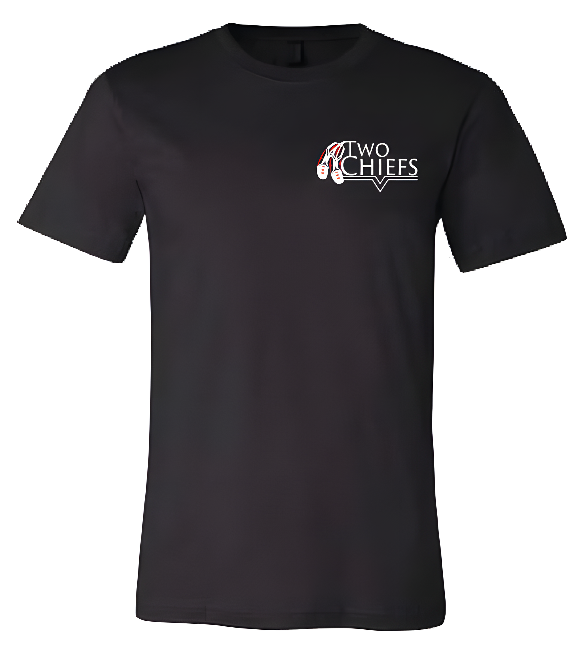 Black cotton t-shirt with the TwoChiefs original logo on top left chest