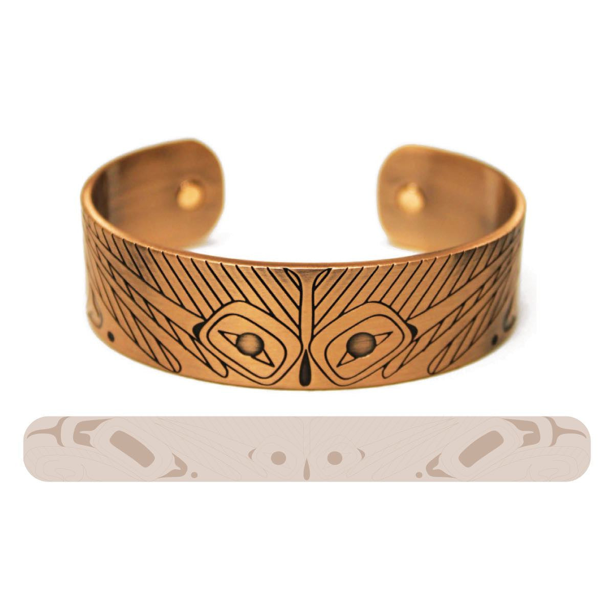 Copper Plated Bracelet - Hummingbird by Gordon White (Haida)