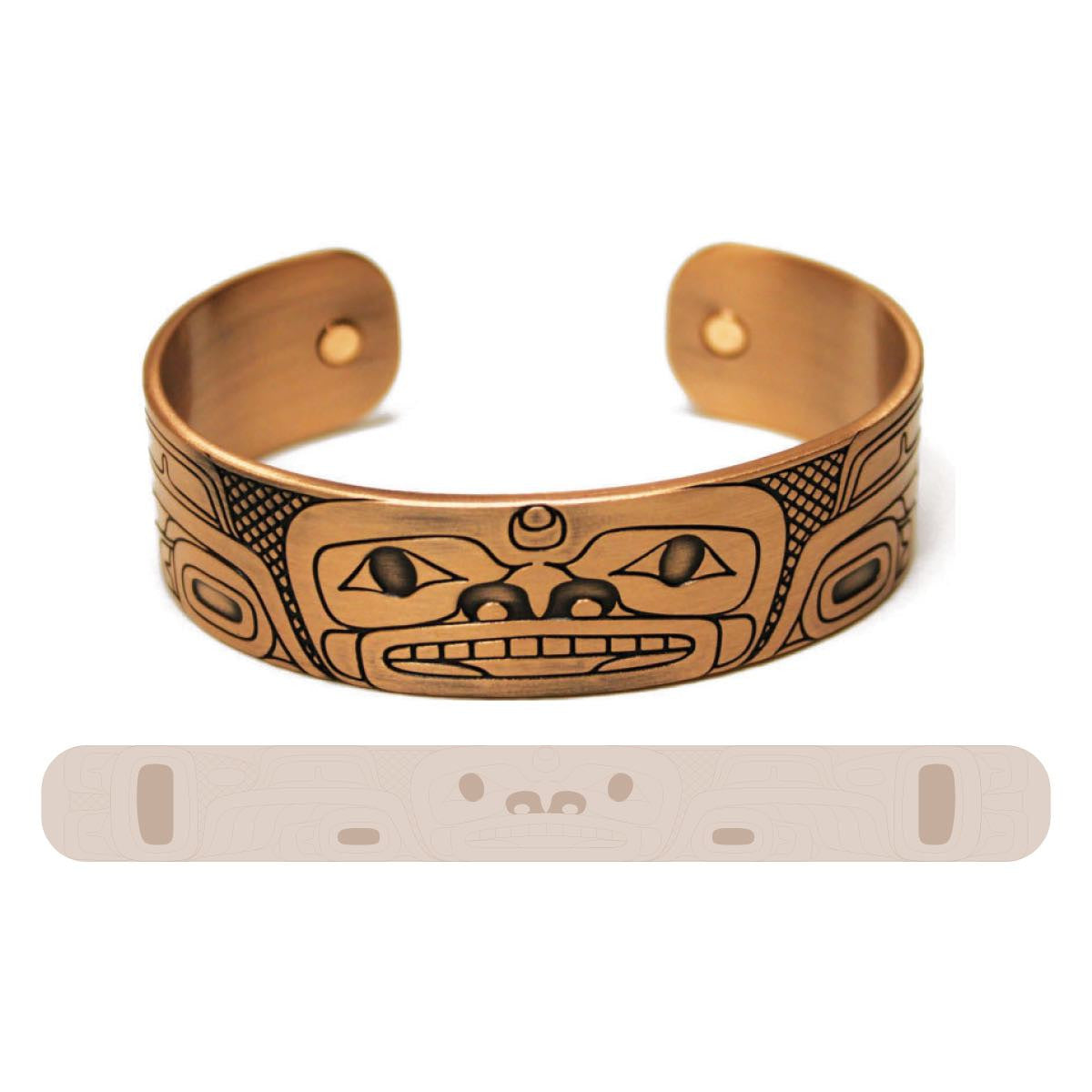 Copper Plated Bracelet - Whale by Gordon White (Haida)