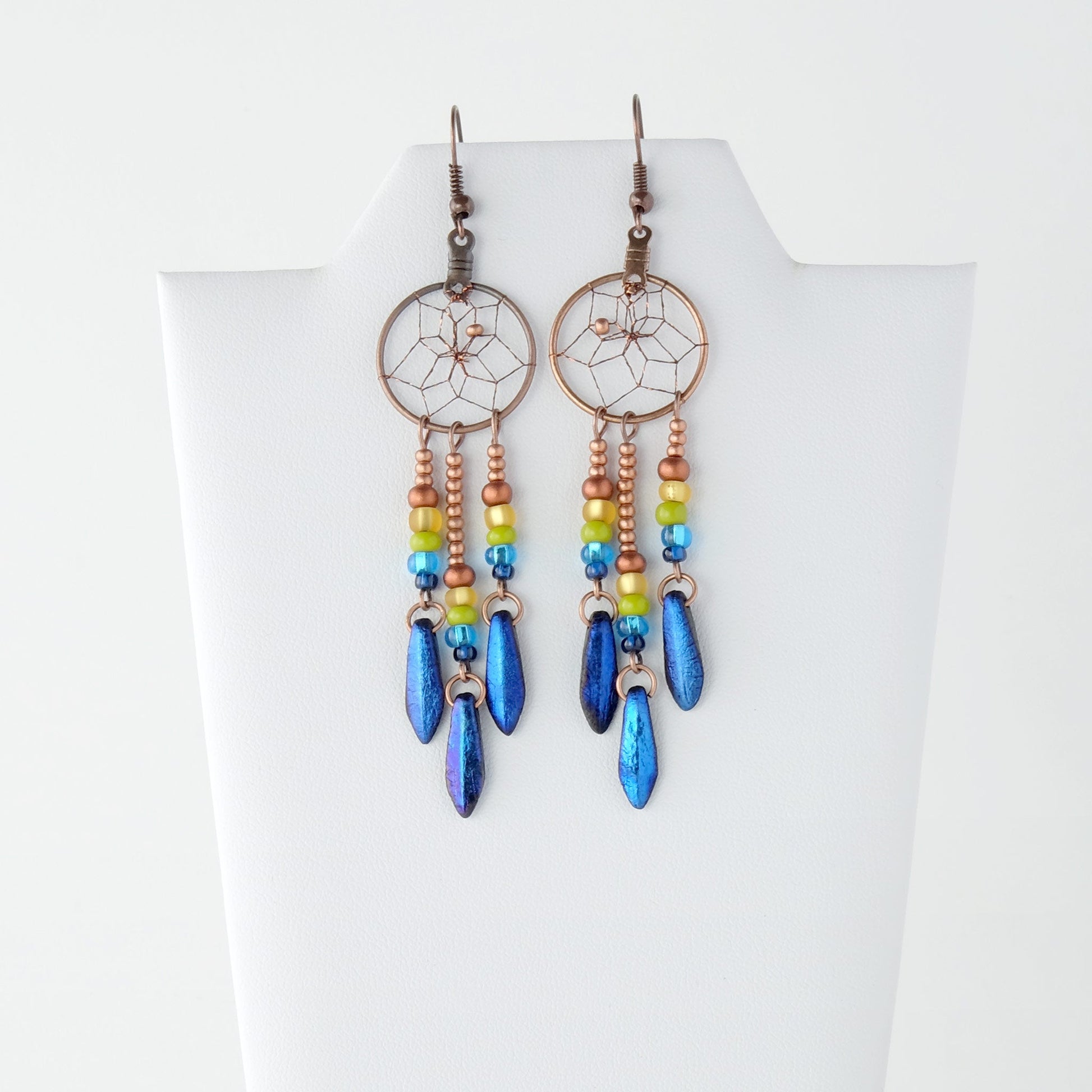 .75" Dreamcatcher Prismatic Glass Bead Earrings