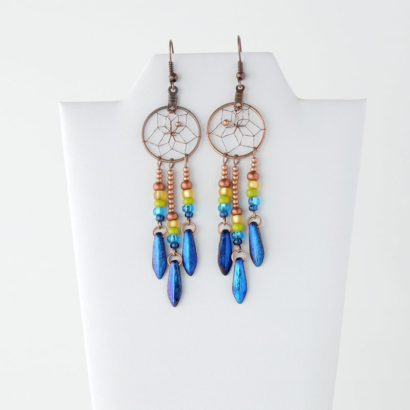 .75" Dreamcatcher Prismatic Glass Bead Earrings