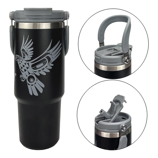 Eagle in Flight 30oz easy-carry insulated tumbler by Corey Bulpitt