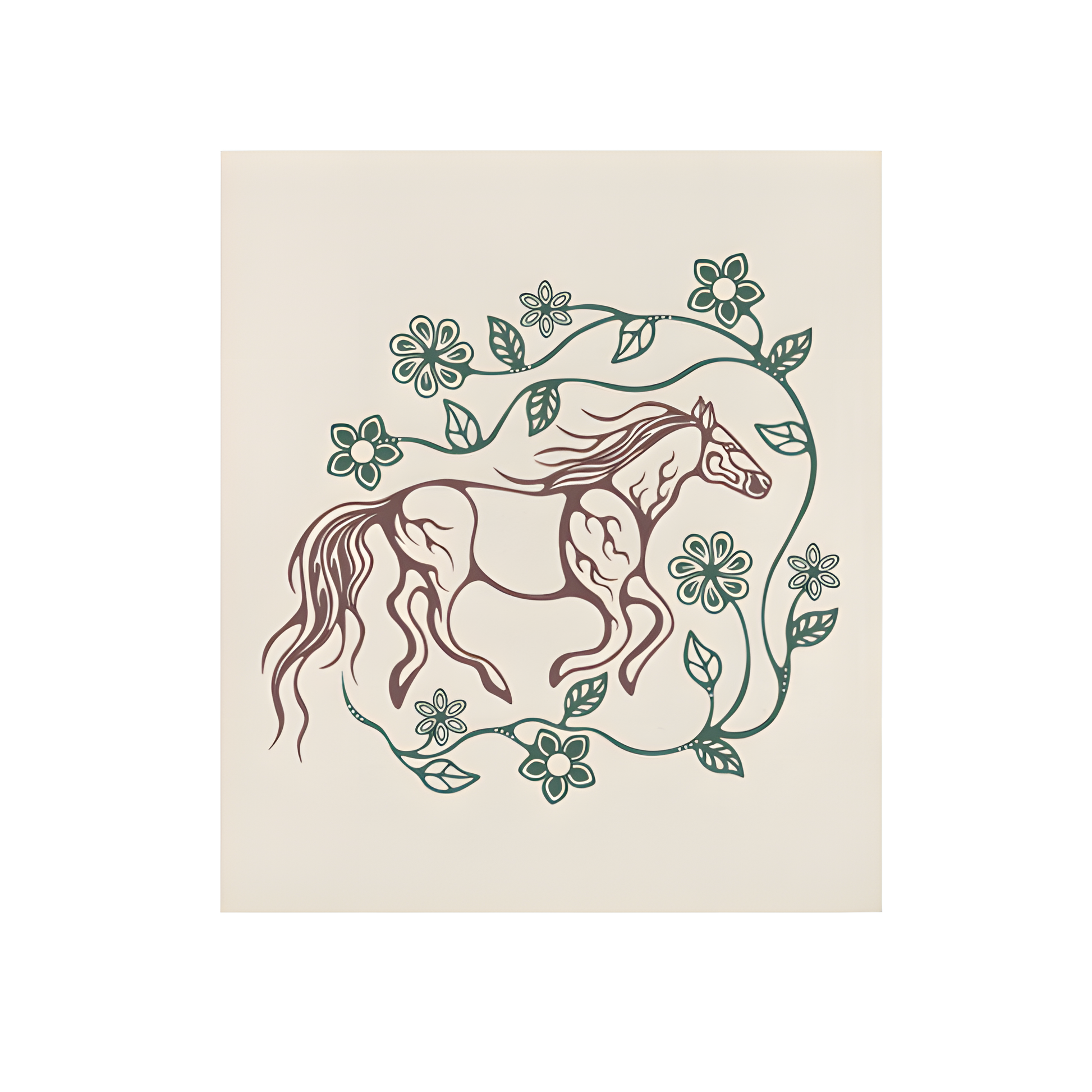 Eco cloth with Ojibe floral and horse design