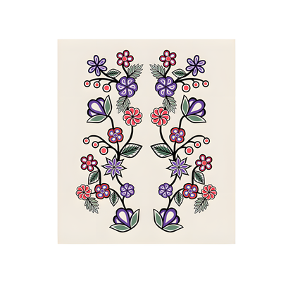 Decorative Ojibwe floral design on an eco cloth