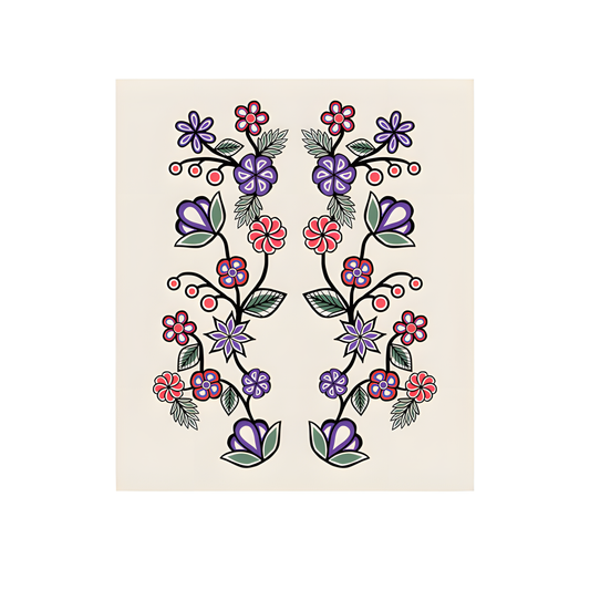 Decorative Ojibwe floral design on an eco cloth