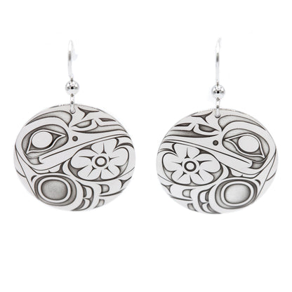 Hummingbird Panel Earrings by Karen Francis. Sterling silver.