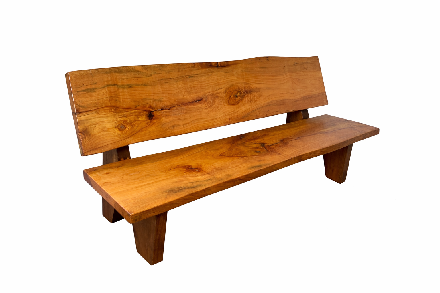 Live edge wooden bench with backrest 