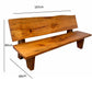 Live edge wooden bench with backrest and dimensions