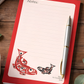 Red trim notepad with Indigenous salmon design