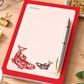 Red trim notepad with Indigenous design salmon on bottom of page