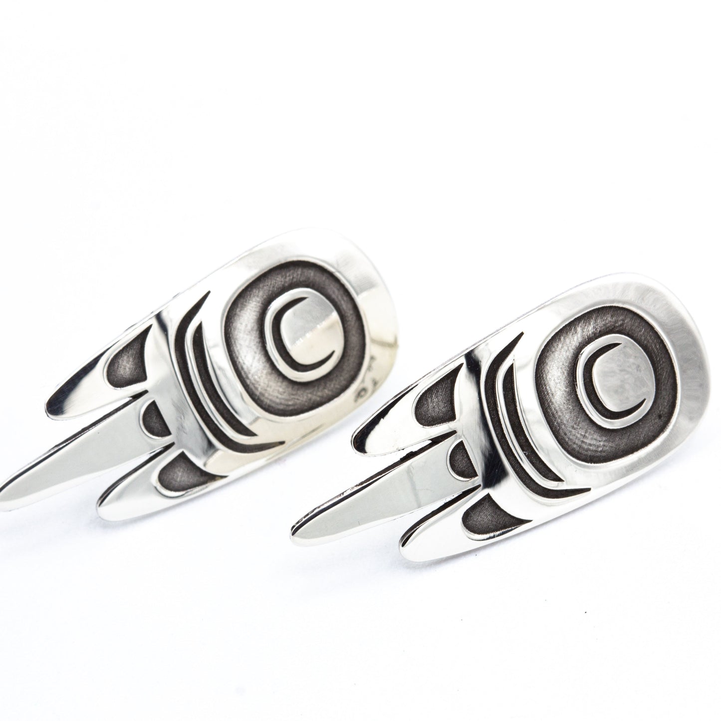 Raven Wing Studs by Danika Saunders. Sterling silver.