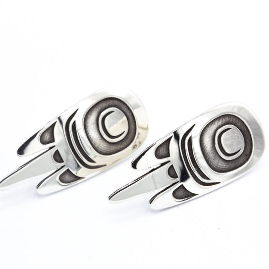 Raven Wing Studs by Danika Saunders. Sterling silver.