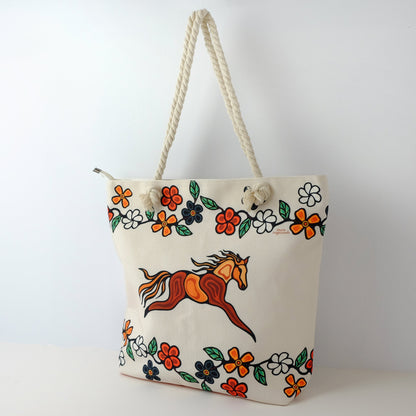 Rope Tote Bag "Horses" by Storm Angeconeb