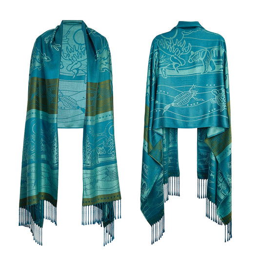 All My Relatives jacquard shawl by Storm Angeconeb