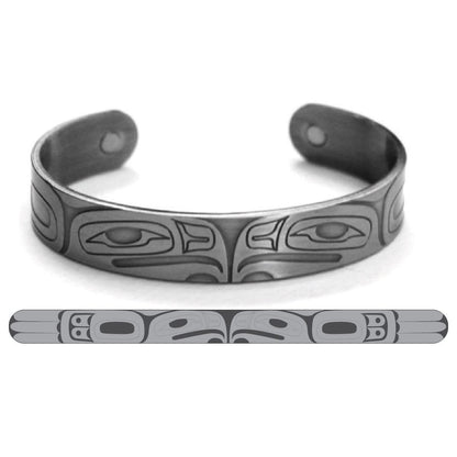 Silver Brushed Copper Bracelet - Eagle by Gordon White (Haida)