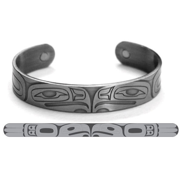 Silver Brushed Copper Bracelet - Eagle by Gordon White (Haida)