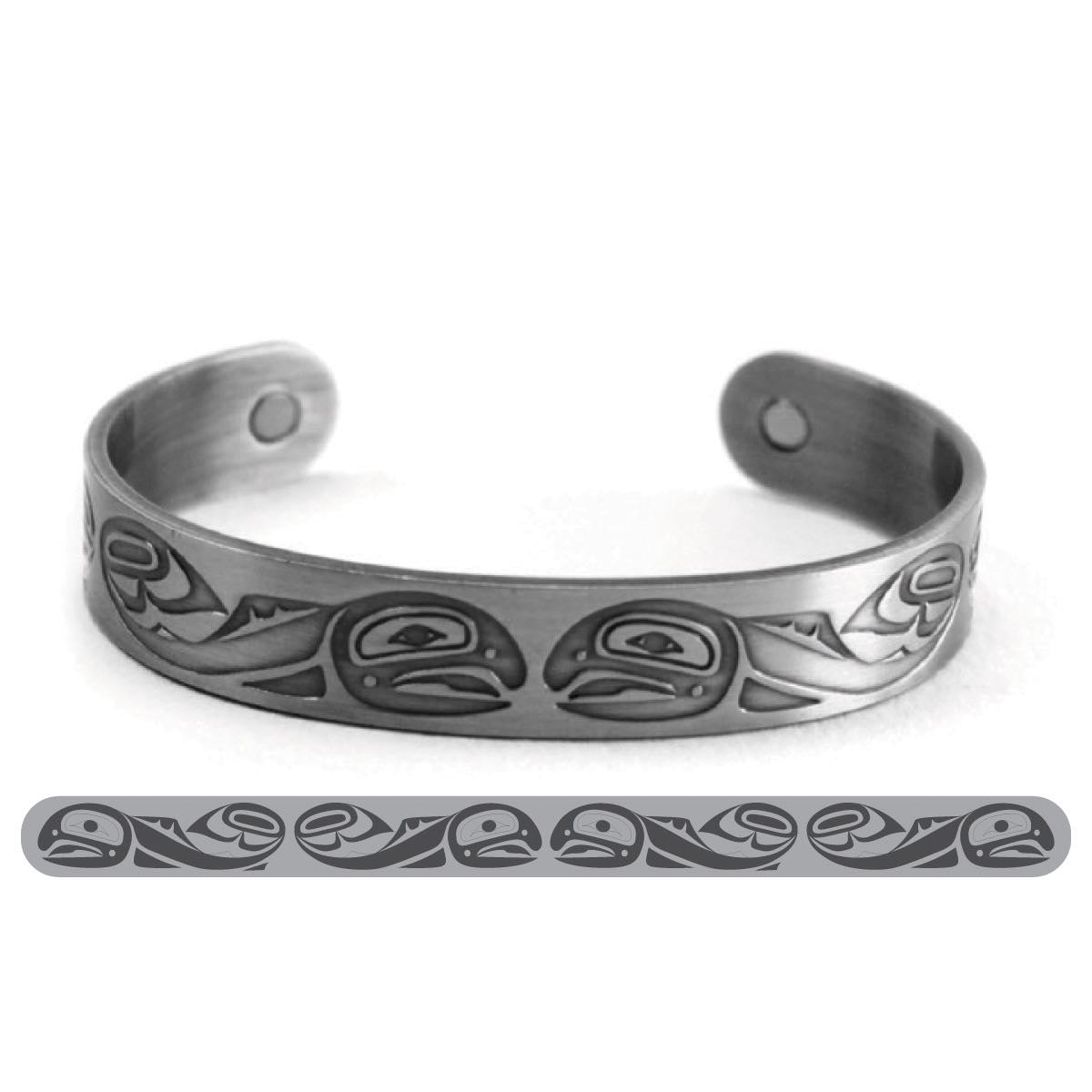 Silver brushed copper Salmon cuff bracelet by Paul Windsor