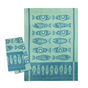 Green tea towel with Indigenous salmon design