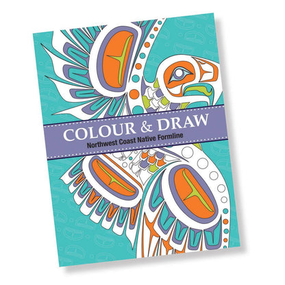 Coloring book titled 'Colour & Draw' with Northwest Coast Native Art