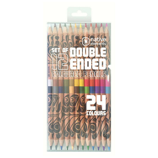 Pack of double-ended colored pencils with 'native elements' branding