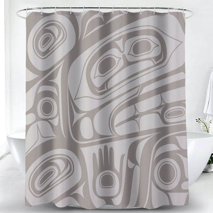 Shower curtain with abstract Indigenous pattern 