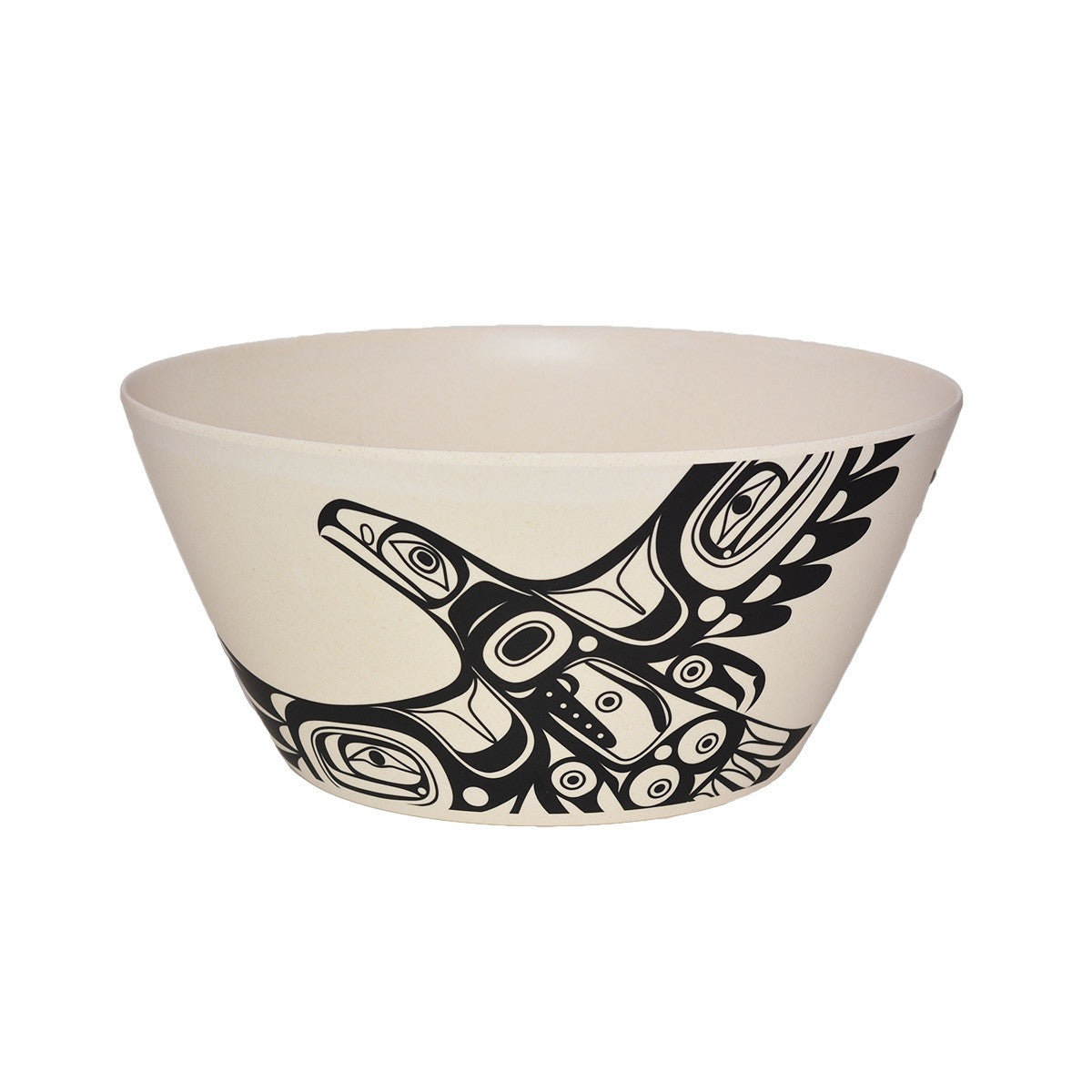 Bamboo bowl with black eagle design